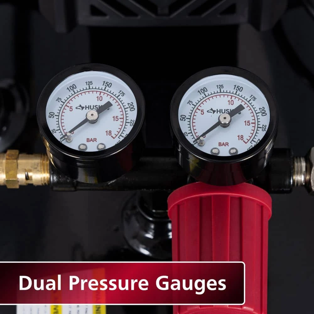 Husky 8 Gal. 150 PSI Portable Electric Oil-Free Horizontal Hotdog Air Compressor With Rubber Wheels And 1-Quick Coupler 8 Husky 8 Gal. 150 PSI Portable Electric Oil-Free Horizontal Hotdog Air Compressor With Rubber Wheels And 1-Quick Coupler - Image 8