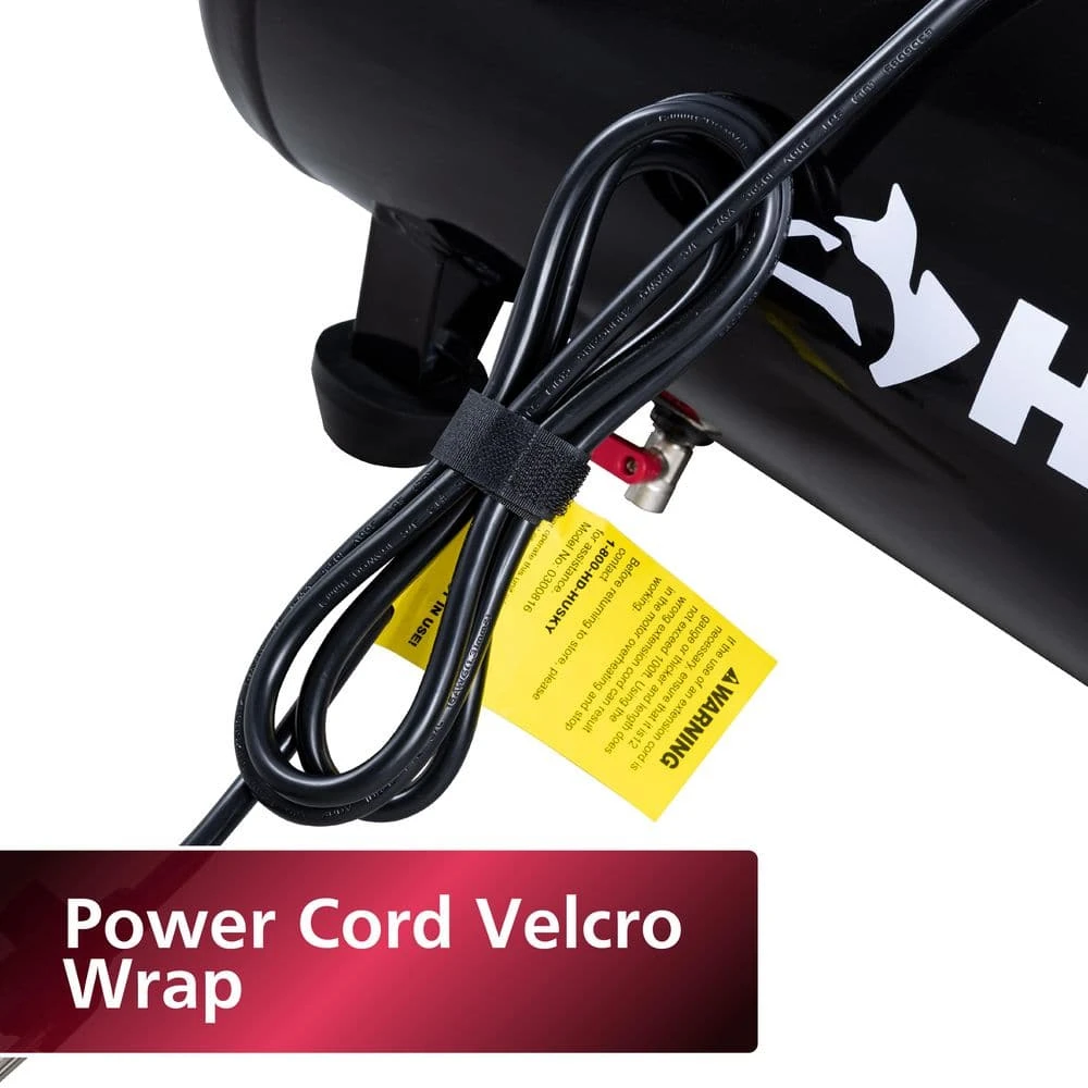 Husky 8 Gal. 150 PSI Portable Electric Oil-Free Horizontal Hotdog Air Compressor With Rubber Wheels And 1-Quick Coupler 11 Husky 8 Gal. 150 PSI Portable Electric Oil-Free Horizontal Hotdog Air Compressor With Rubber Wheels And 1-Quick Coupler - Image 11