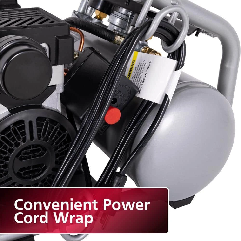 Husky 2 Gal. 135 PSI Portable Electric Oil-Free Quiet Jobsite Air Compressor With Dual Pressure Gauges And 1-Quick Coupler 12 Husky 2 Gal. 135 PSI Portable Electric Oil-Free Quiet Jobsite Air Compressor With Dual Pressure Gauges And 1-Quick Coupler - Image 12