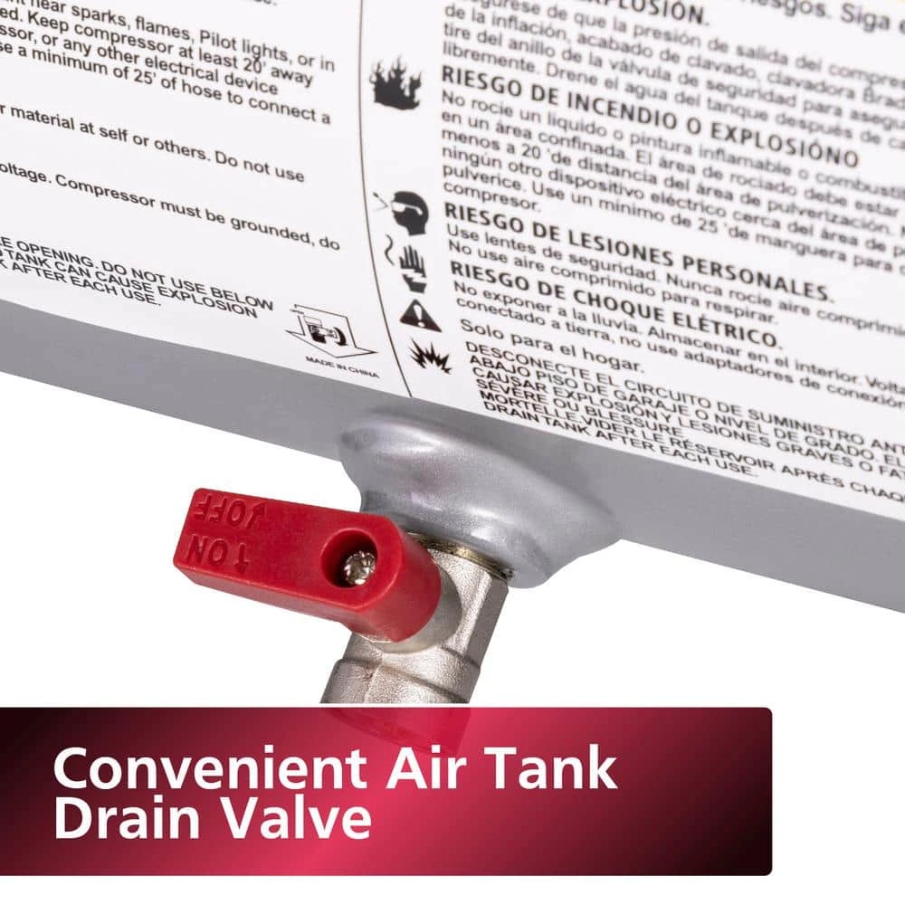 Husky 2 Gal. 135 PSI Portable Electric Oil-Free Quiet Jobsite Air Compressor With Dual Pressure Gauges And 1-Quick Coupler 10 Husky 2 Gal. 135 PSI Portable Electric Oil-Free Quiet Jobsite Air Compressor With Dual Pressure Gauges And 1-Quick Coupler - Image 10