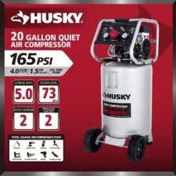 Husky 20 Gal.165 PSI Vertical Electric Oil-Free Quiet Auto/Workshop Air Compressor With Dual Gauges And 2-Quick Couplers -Husky Shop husky portable air compressors 3332013 a0 1000