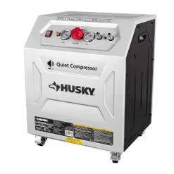Husky 8 Gal. 150 PSI Electric Oil-Free Quiet Workshop Air Compressor In Sound Insulated Cabinet With 2-Quick Couplers