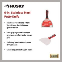 Husky 6 In. Putty Knife With Stainless Steel Blade -Husky Shop husky putty knives 90981 66 1000