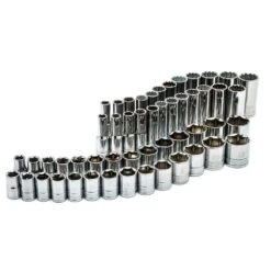 Husky 1/2 In. Drive SAE And Metric Socket And Bit Set With Ratchet And Rails (57-Piece) -Husky Shop husky ratchet socket sets h2d57pcmssrr 40 1000