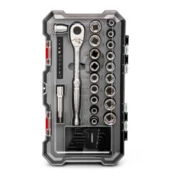 Husky 3/8 In. Drive Ratchet And Socket Set In Build-Out Case (45-Piece)