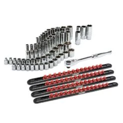 Husky 3/8 In. Drive SAE And Metric Socket And Bit Set With Ratchet And Rails (59-Piece)