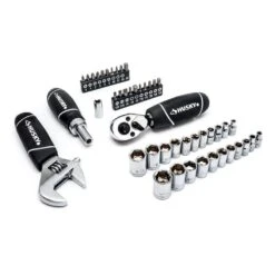 Husky 1/4 In. And 3/8 In. Stubby Ratchet And Socket Set (46-Piece) -Husky Shop husky ratchet socket sets h46pcsts 40 1000