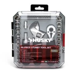 Husky 1/4 In. And 3/8 In. Stubby Ratchet And Socket Set (46-Piece) -Husky Shop husky ratchet socket sets h46pcsts 4f 1000