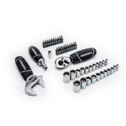 Husky 1/4 In. X 3/8 In. Stubby Ratchet And Socket Set (92-Piece) -Husky Shop husky ratchet socket sets h46ptsts2pkcb 4f 1000