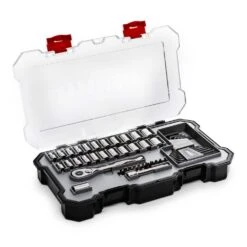 Husky 1/4 In. Drive Ratchet And Socket Set In Build-Out Case (50-Piece)