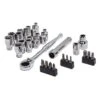 Husky 1/4 In. Drive 6-Point Pass Thru Ratchet And Socket Set (30-Piece)
