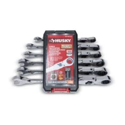 Husky 100-Position Chrome Flex Lock Ratcheting SAE Combination Wrench Set (6-Piece) -Husky Shop husky ratcheting wrenches h100cflrw6pcsae c3 1000