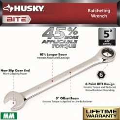 Husky BITE Metric 72-Tooth Ratcheting Wrench Set (8-Piece) -Husky Shop husky ratcheting wrenches hbrw8xlm 66 1000