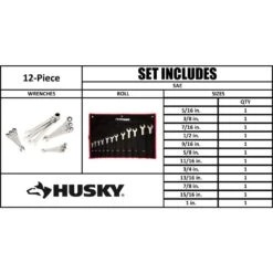Husky 72-Tooth Master SAE Flex Head Ratcheting Wrench Set (12-Piece) -Husky Shop husky ratcheting wrenches hfrw12pcsae d4 1000