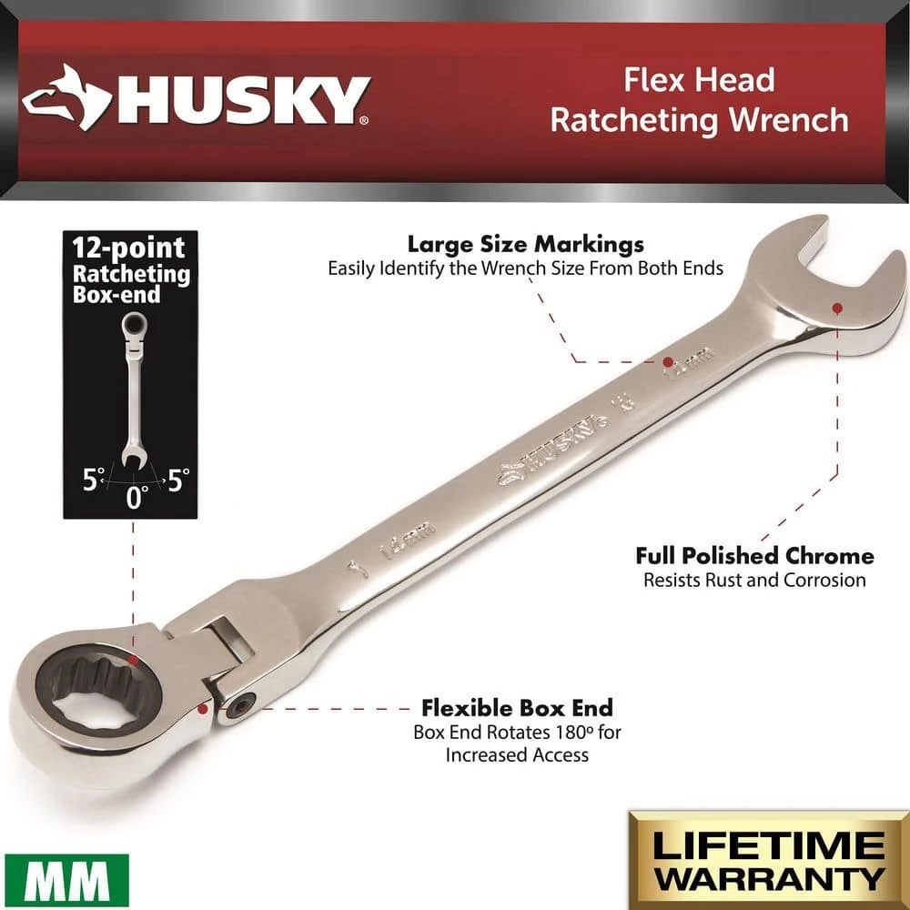Husky Master Metric Flex Head Ratcheting Wrench Set (13-Piece) 3 Husky Master Metric Flex Head Ratcheting Wrench Set (13-Piece) - Image 3