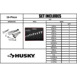 Husky Master SAE Ratcheting Wrench Set (16-Piece) -Husky Shop husky ratcheting wrenches hrwsaems d4 1000