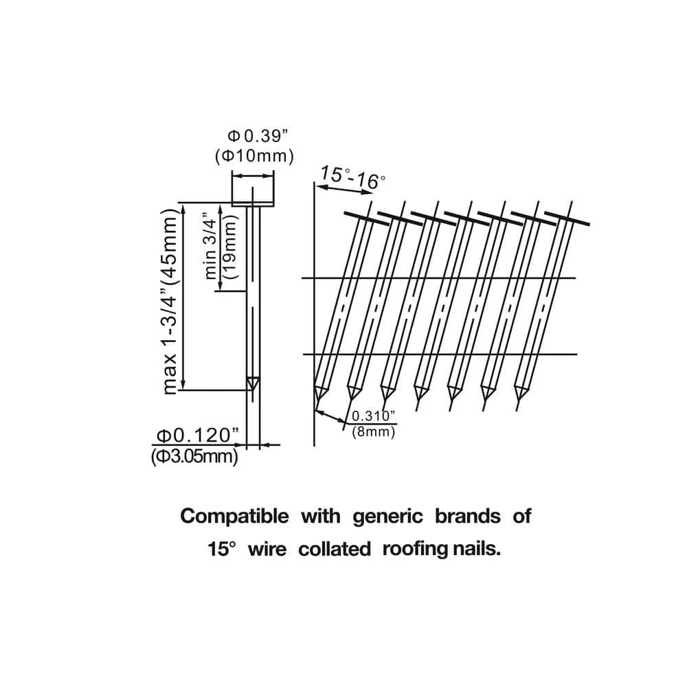 Husky Pneumatic 15-Degree 1-3/4 In. Coil Roofing Nailer 7 Husky Pneumatic 15-Degree 1-3/4 In. Coil Roofing Nailer - Image 7
