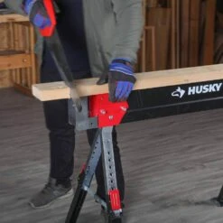 Husky 25.5 In. X 42.5 W/25.5 In. To 32.5 In. H Adjustable Saw Horse And Jobsite Table With 1300 Lbs. Capacity - 1 Each -Husky Shop husky saw horses 90822 fa 1000