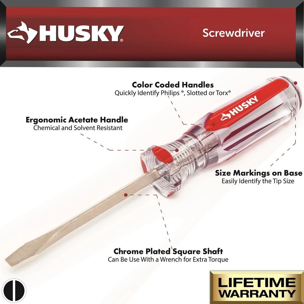 Husky 3/16 In. X 4 In. Round Shaft Cabinet Tip Slotted Screwdriver 2 Husky 3/16 In. X 4 In. Round Shaft Cabinet Tip Slotted Screwdriver - Image 2