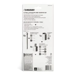 Husky 1/4 In., 3/8 In. And 1/2 In. Drive SAE And MM Extension And Adapter Set (11-Piece) -Husky Shop husky socket adapter sets haccy11pcrm 66 1000