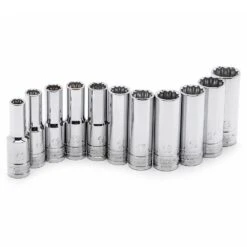 Husky 1/2 In. Drive Deep Metric Socket Set (11-Piece) -Husky Shop husky socket sets h2ddpmm11pcsr fa 1000