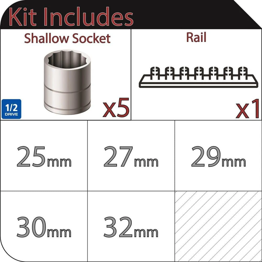 Husky 1/2 In. Drive Metric Large Socket Set (5-Piece) 2 Husky 1/2 In. Drive Metric Large Socket Set (5-Piece) - Image 2