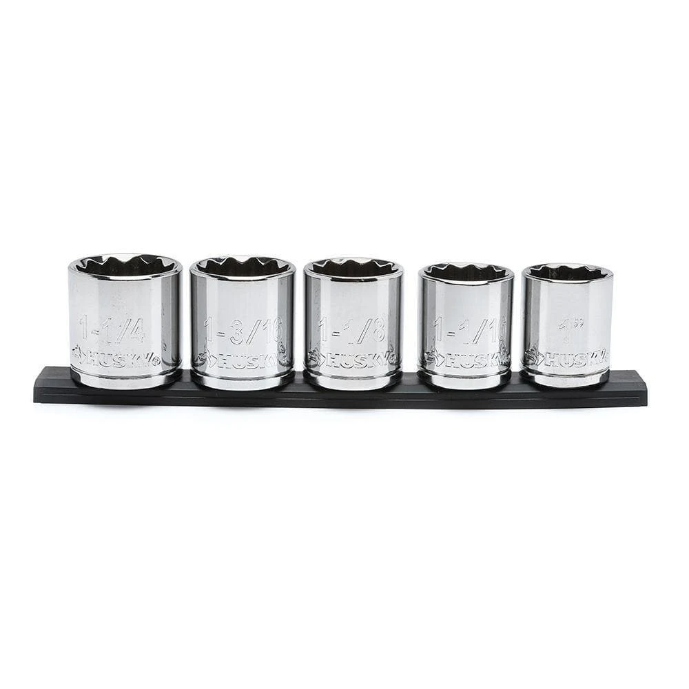 Husky 1/2 In. Drive SAE Large Socket Set (5-Piece) 1 Husky 1/2 In. Drive SAE Large Socket Set (5-Piece)