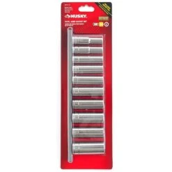 Husky 3/8 In. Drive Deep Metric Socket Set (10-Piece) -Husky Shop husky socket sets h3ddpmm10pcsr 44 1000