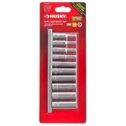 Husky 1/4 In. Drive Deep Metric Socket Set (10-Piece) -Husky Shop husky socket sets h4ddpmm10pcsr 44 1000