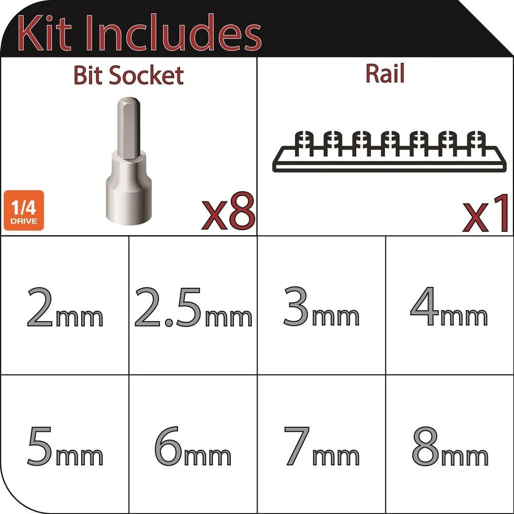 Husky 1/4 In. Drive Metric Hex Bit Socket Set (8-Piece) 2 Husky 1/4 In. Drive Metric Hex Bit Socket Set (8-Piece) - Image 2