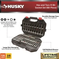 Husky Master Hex And Torx Bit Socket Set (68-Piece) -Husky Shop husky socket sets h68pchextx 40 1000