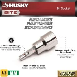 Husky BITE 3/8 In. Drive Metric Bit Socket Set (7-Piece) -Husky Shop husky socket sets hb3dbs7m 1d 1000