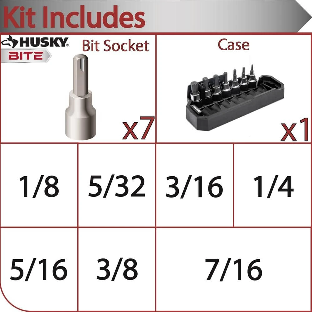 Husky BITE 3/8 In. Drive SAE Bit Socket Set (7-Piece) 3 Husky BITE 3/8 In. Drive SAE Bit Socket Set (7-Piece) - Image 3
