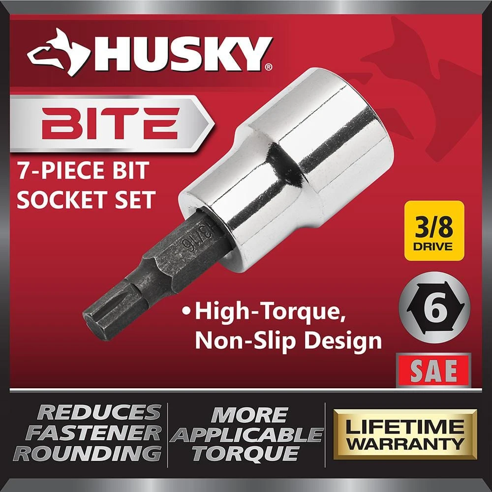 Husky BITE 3/8 In. Drive SAE Bit Socket Set (7-Piece) 2 Husky BITE 3/8 In. Drive SAE Bit Socket Set (7-Piece) - Image 2