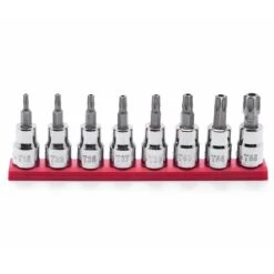 Husky 3/8 In. Drive Tamper Proof Torx Bit Socket Set (8-Piece) 8 Husky 3/8 In. Drive Tamper Proof Torx Bit Socket Set (8-Piece) -Husky Shop husky socket sets htptxbs8pcsr 4f 1000