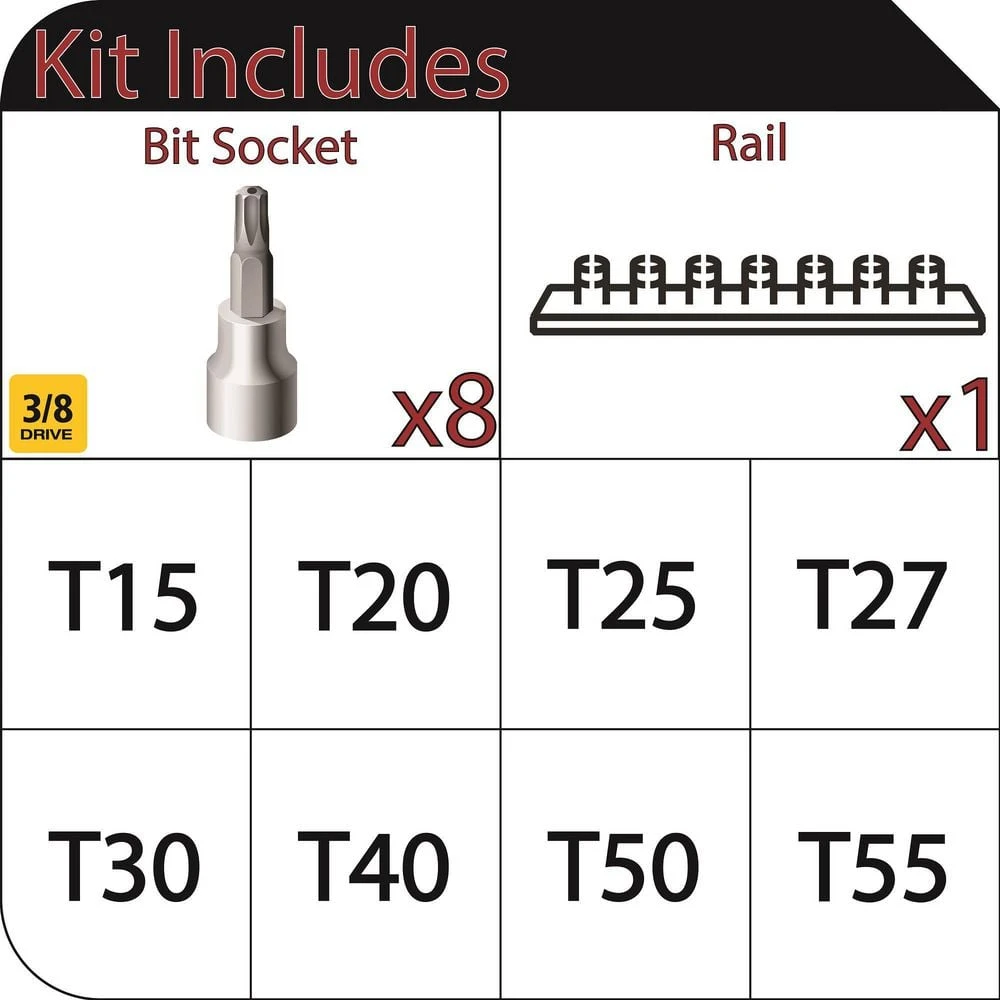 Husky 3/8 In. Drive Tamper Proof Torx Bit Socket Set (8-Piece) 2 Husky 3/8 In. Drive Tamper Proof Torx Bit Socket Set (8-Piece) - Image 2