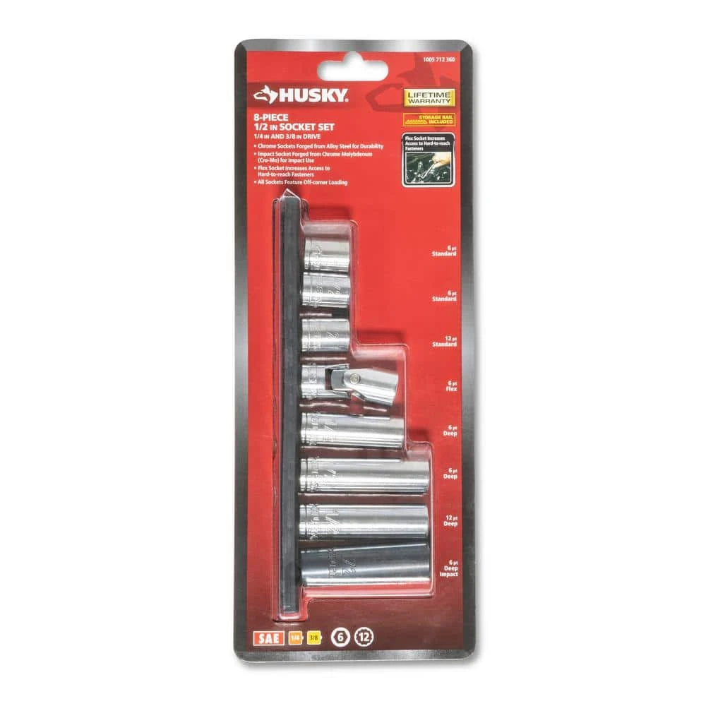 Husky SAE 1/2 In. Socket Set (8-Piece) 6 Husky SAE 1/2 In. Socket Set (8-Piece) - Image 6