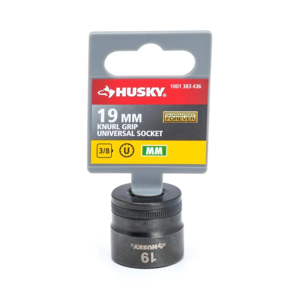 Husky 3/8 In. Drive 19 Mm Knurl Grip Universal Socket 2 Husky 3/8 In. Drive 19 Mm Knurl Grip Universal Socket - Image 2