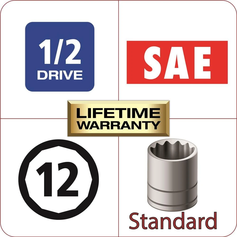 Husky 1/2 In. Drive 15/16 In. 12-Point SAE Standard Socket 2 Husky 1/2 In. Drive 15/16 In. 12-Point SAE Standard Socket - Image 2