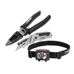 Husky 8 In. 6-in-1 Multi-Function Pliers, 300 Lumens Headlamp And Pro Folding Utility Knife