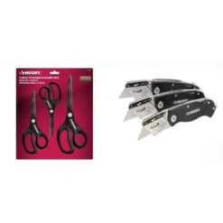 Husky Titanium Scissor Set And 3-Pack Folding Lock Back Utility Knife -Husky Shop husky specialty hand tools 90667 44 1000