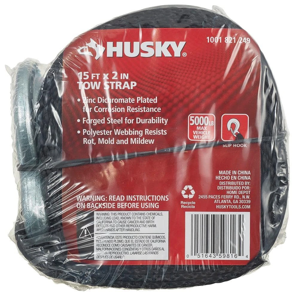 Husky 2 In. X 15 Ft. Tow Strap With Hooks 2 Husky 2 In. X 15 Ft. Tow Strap With Hooks - Image 2