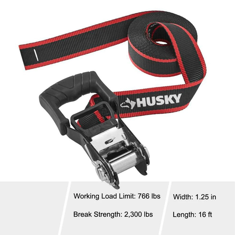 Husky 1-1/4 In. X 16 Ft. Endless Loop Ratchet Tie-Down Strap 2 Husky 1-1/4 In. X 16 Ft. Endless Loop Ratchet Tie-Down Strap - Image 2