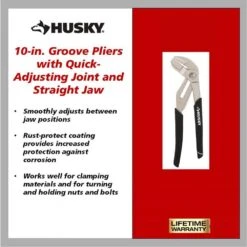 Husky 10 In. Groove Pliers With Quick Adjusting Joint And Straight Jaw -Husky Shop husky tongue groove pliers 90919 40 1000