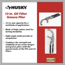 Husky 12 In. Oil Filter/PVC Groove Plier -Husky Shop husky tongue groove pliers 90940 40 1000