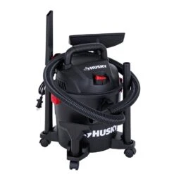 Husky 4 Gallon 3.0 Peak HP Wet Dry Vac Shop Vacuum With Locking Hose, Wands, Filters, Crevice, Gulper And Floor Nozzles