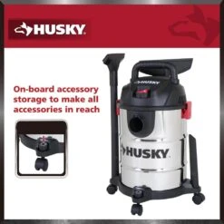 Husky 6 Gallon 4.0 Peak HP Stainless Steel Wet Dry Vac Shop Vacuum With Locking Hose, Wands, Filters, Dust Bag And Attachments -Husky Shop husky wet dry vacuums at18304 6b 77 1000