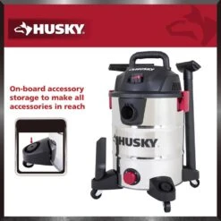 Husky 10 Gal. 6.0 Peak HP Stainless Steel Wet Dry Vac Shop Vacuum With Locking Hose, Filters, Dust Bag And Attachments -Husky Shop husky wet dry vacuums at18503 10c 77 1000