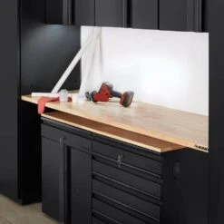 Husky 84 In. W X 23 In. D Solid Wood Work Surface For Heavy Duty Welded Steel Garage Storage System -Husky Shop husky workbench tops htc1000003 31 1000