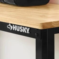 Husky Ready-To-Assemble 48 In. W X 20 In. D Solid Wood Top Workbench In Black -Husky Shop husky workbenches 20t002 1b a0 1000